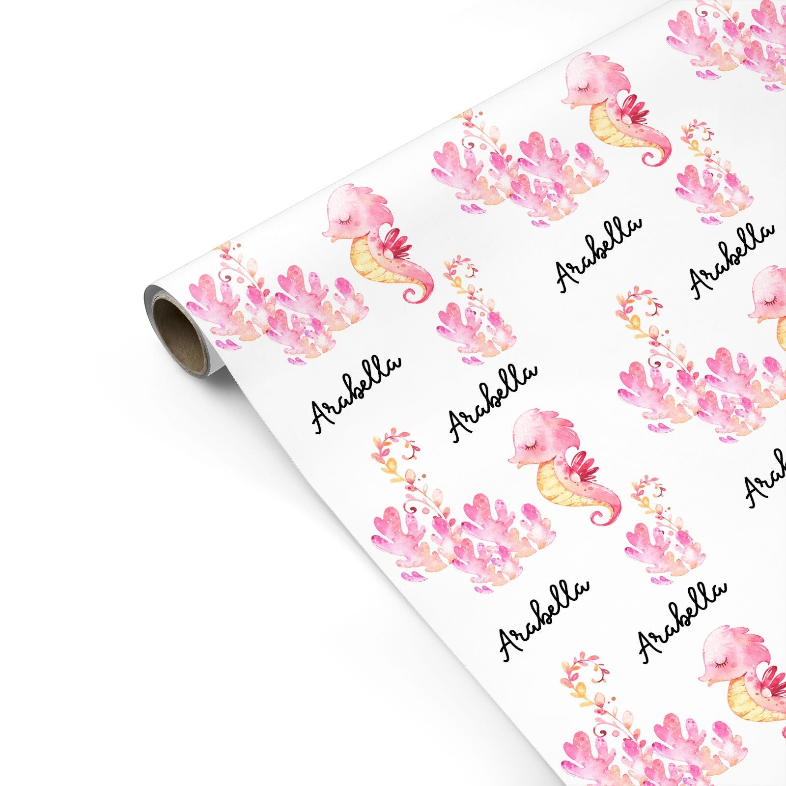 Personalised Pink Seahorse Personalised Gift Wrap