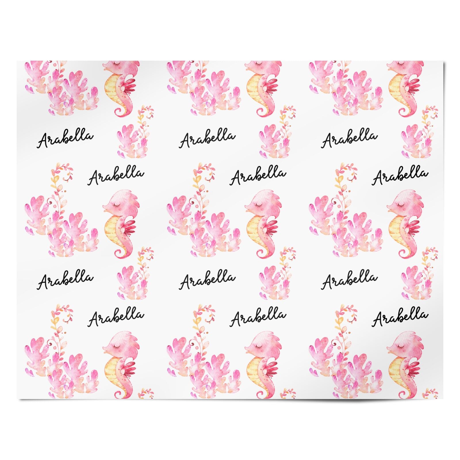 Personalised Pink Seahorse Personalised Wrapping Paper Alternative