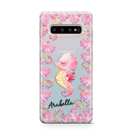 Personalised Pink Seahorse Protective Samsung Galaxy Case