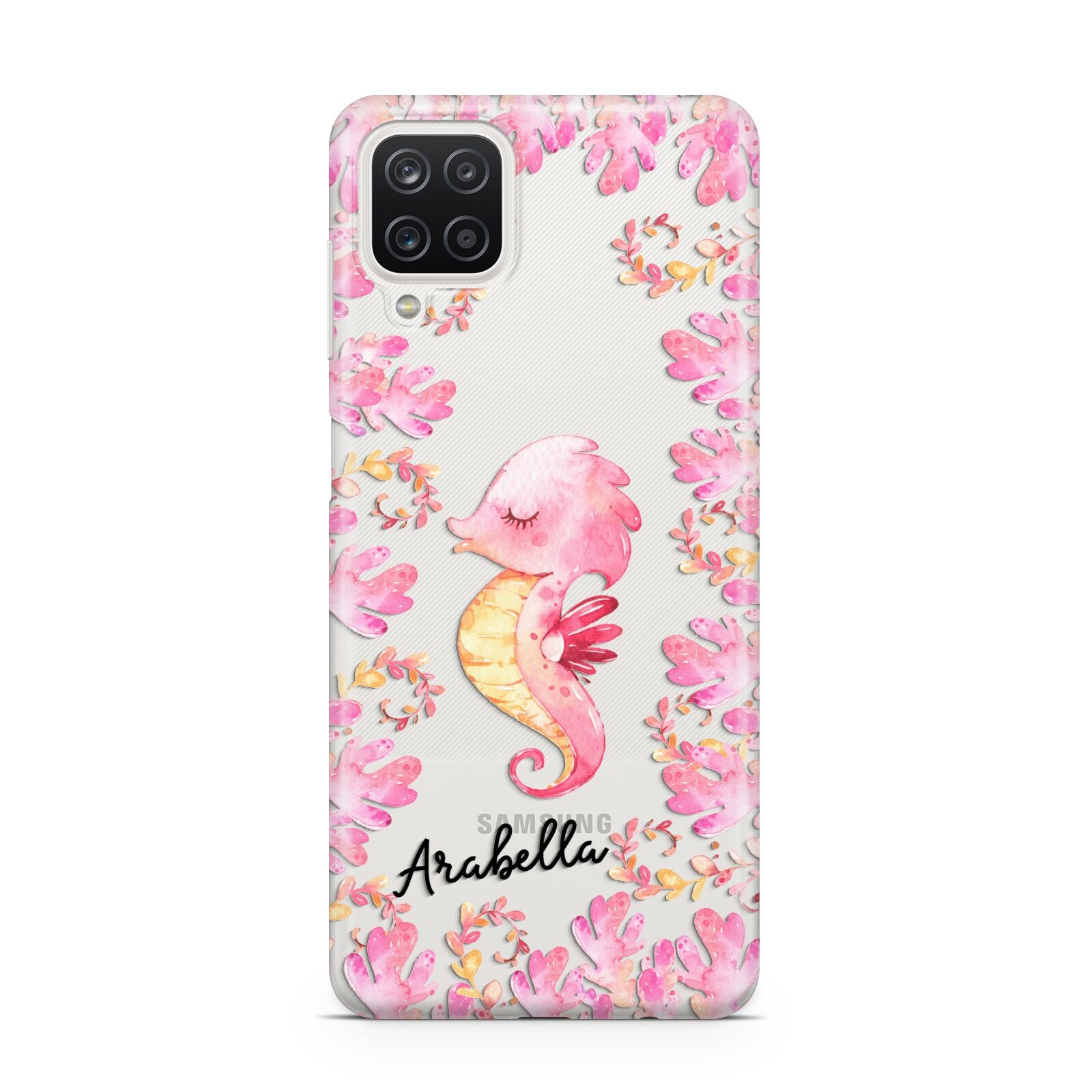 Personalised Pink Seahorse Samsung A12 Case