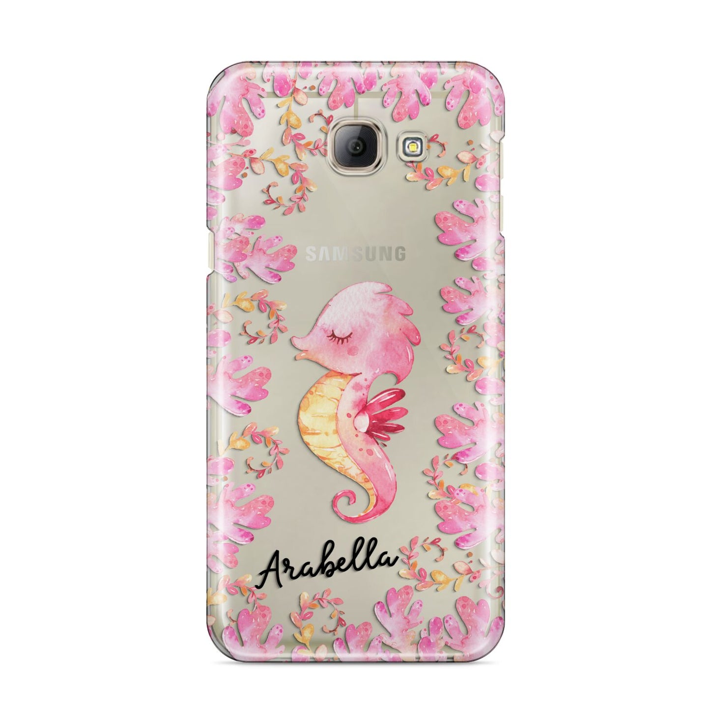 Personalised Pink Seahorse Samsung Galaxy A8 2016 Case