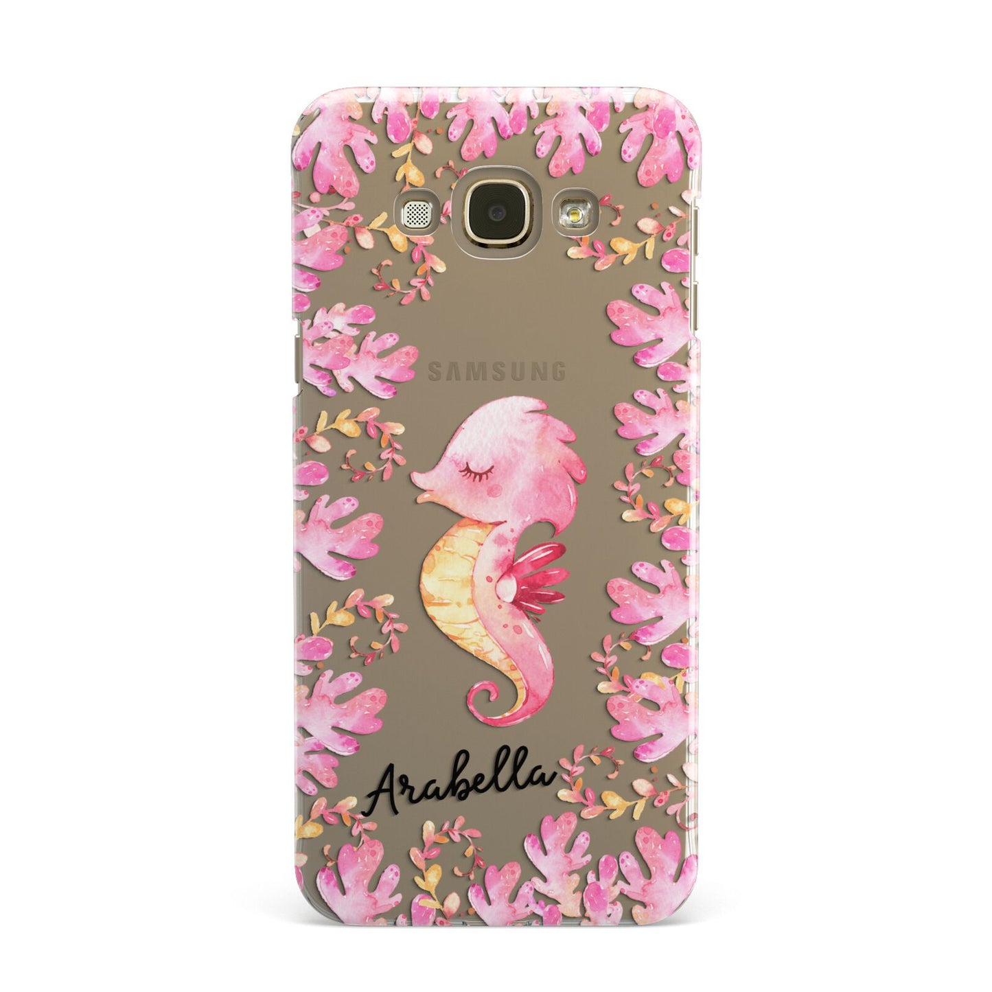 Personalised Pink Seahorse Samsung Galaxy A8 Case