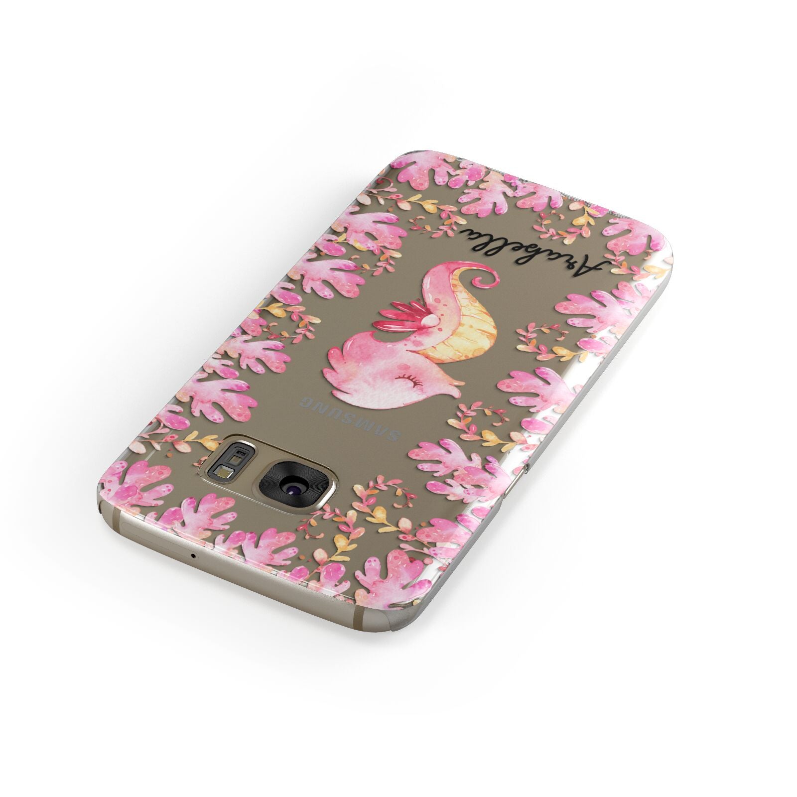 Personalised Pink Seahorse Samsung Galaxy Case Front Close Up