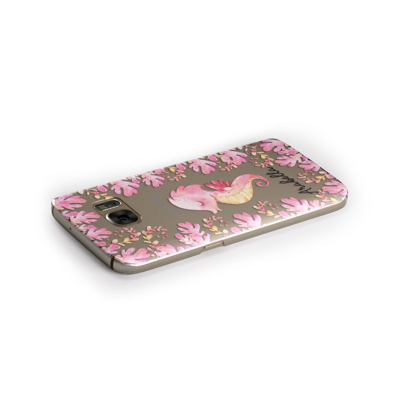 Personalised Pink Seahorse Samsung Galaxy Case Side Close Up