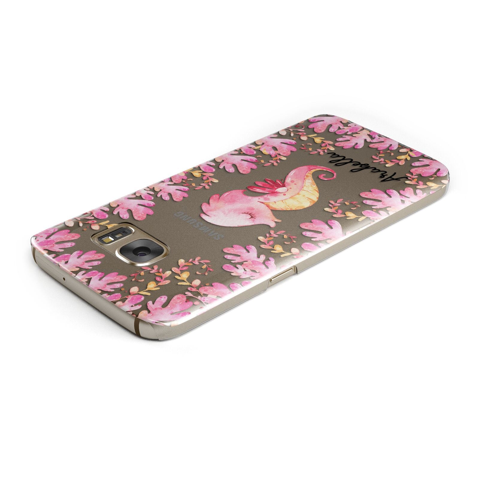 Personalised Pink Seahorse Samsung Galaxy Case Top Cutout