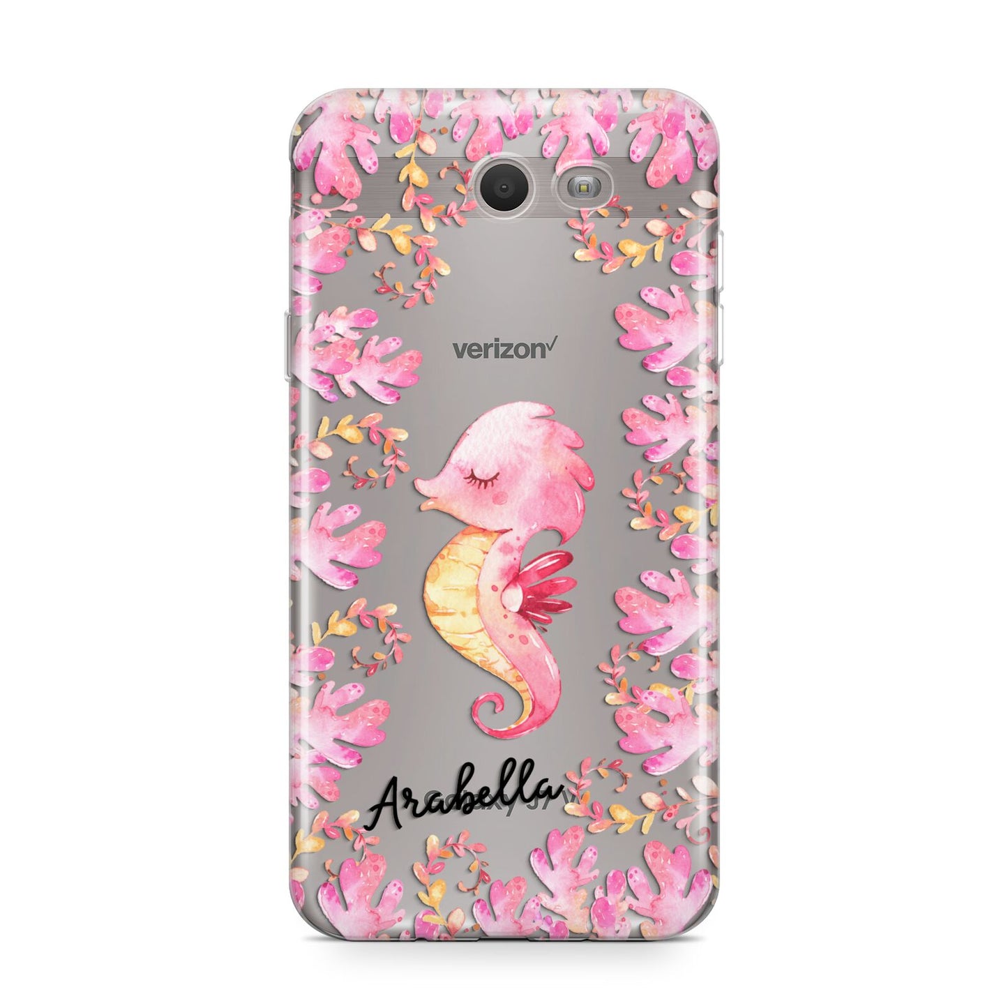 Personalised Pink Seahorse Samsung Galaxy J7 2017 Case