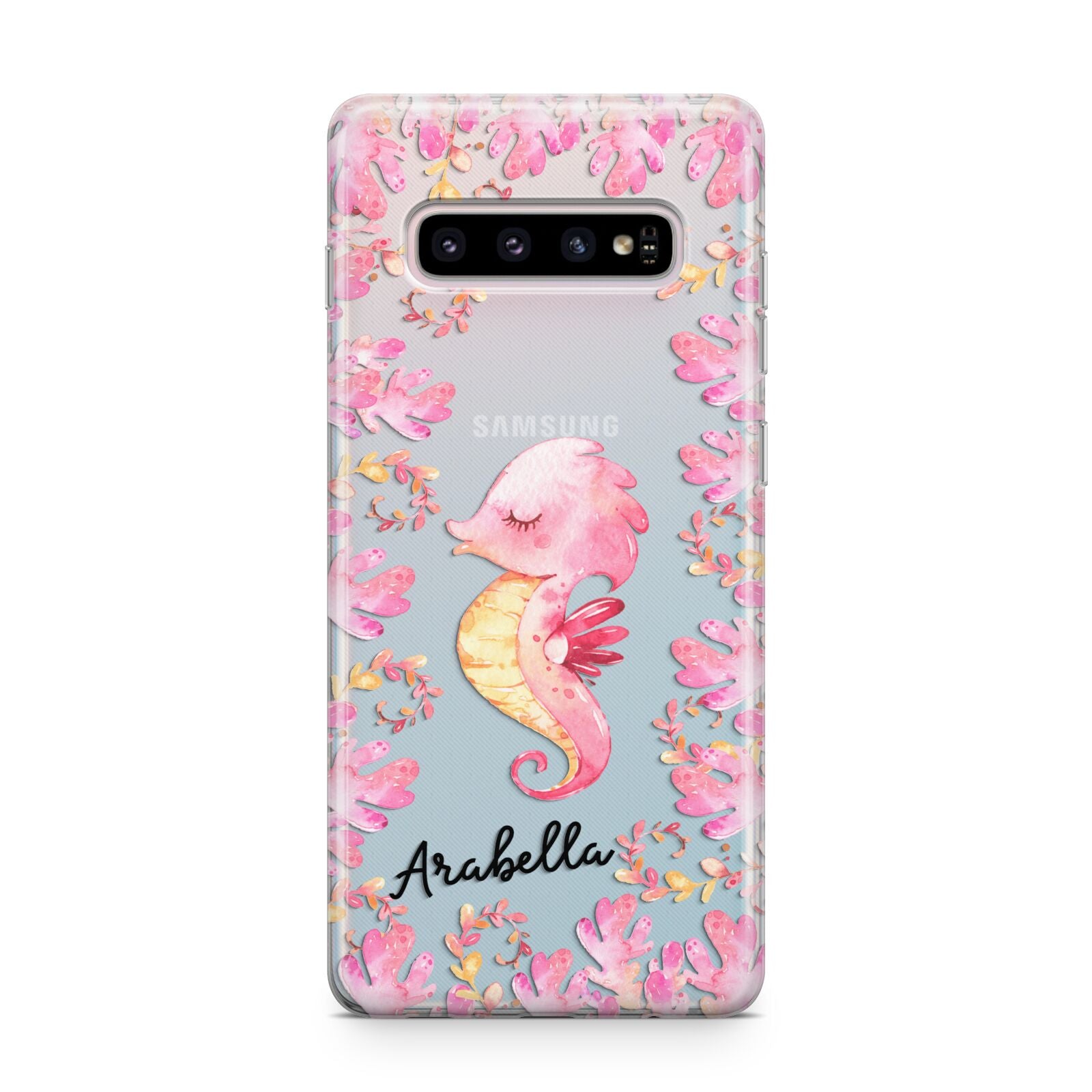 Personalised Pink Seahorse Samsung Galaxy S10 Plus Case