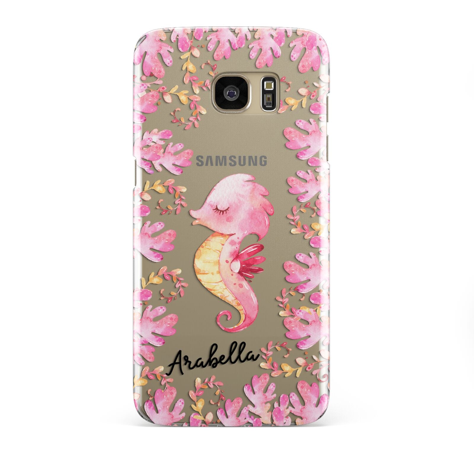 Personalised Pink Seahorse Samsung Galaxy S7 Edge Case