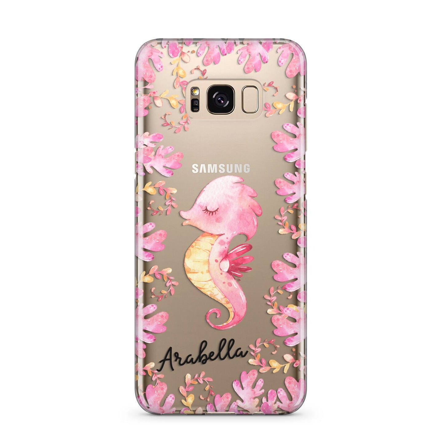 Personalised Pink Seahorse Samsung Galaxy S8 Plus Case