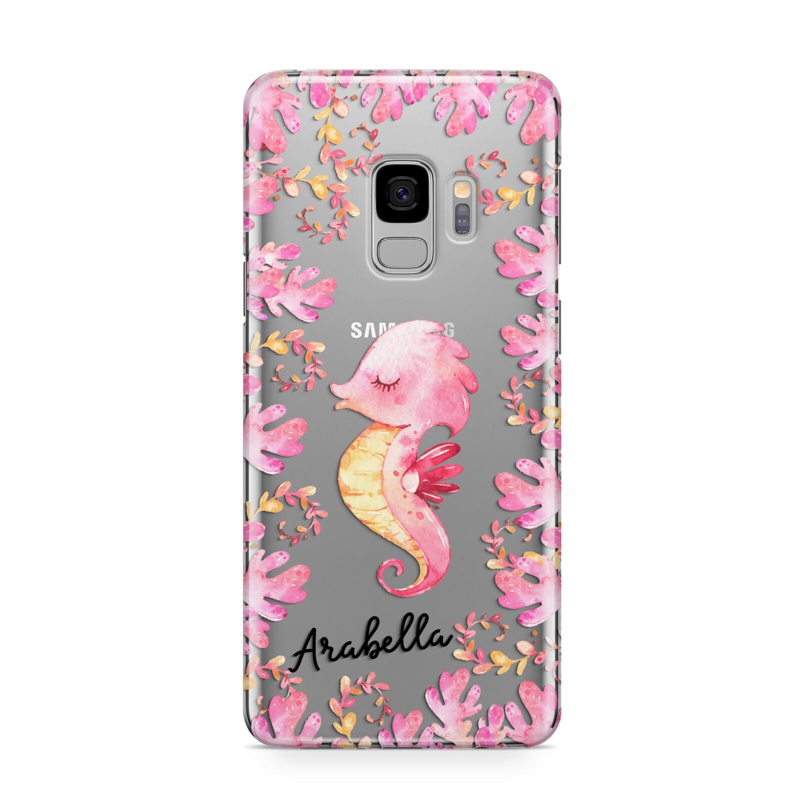 Personalised Pink Seahorse Samsung Galaxy S9 Case