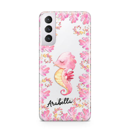 Personalised Pink Seahorse Samsung S21 Case