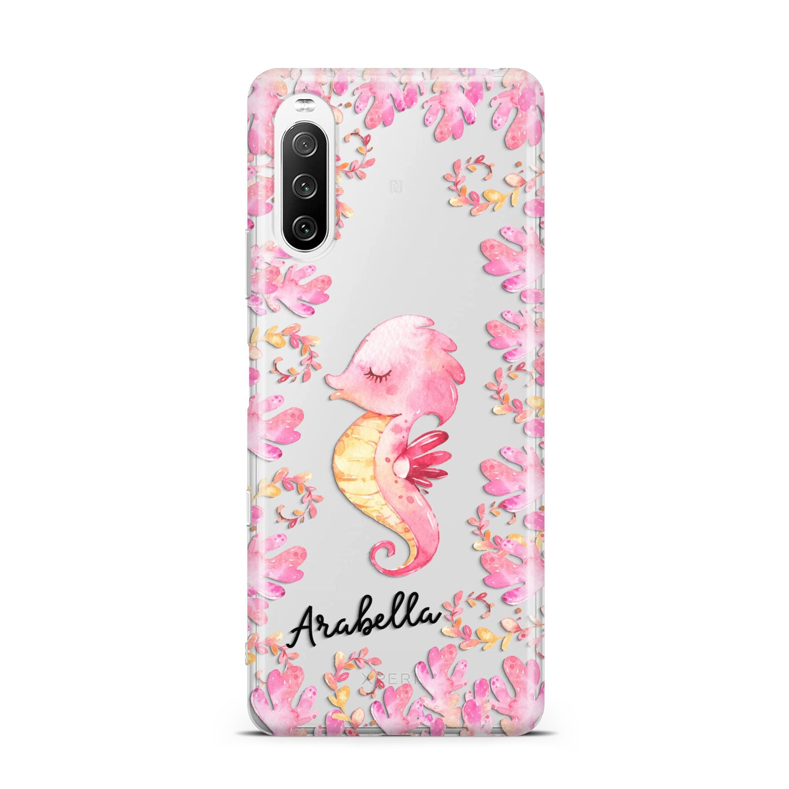 Personalised Pink Seahorse Sony Xperia 10 III Case