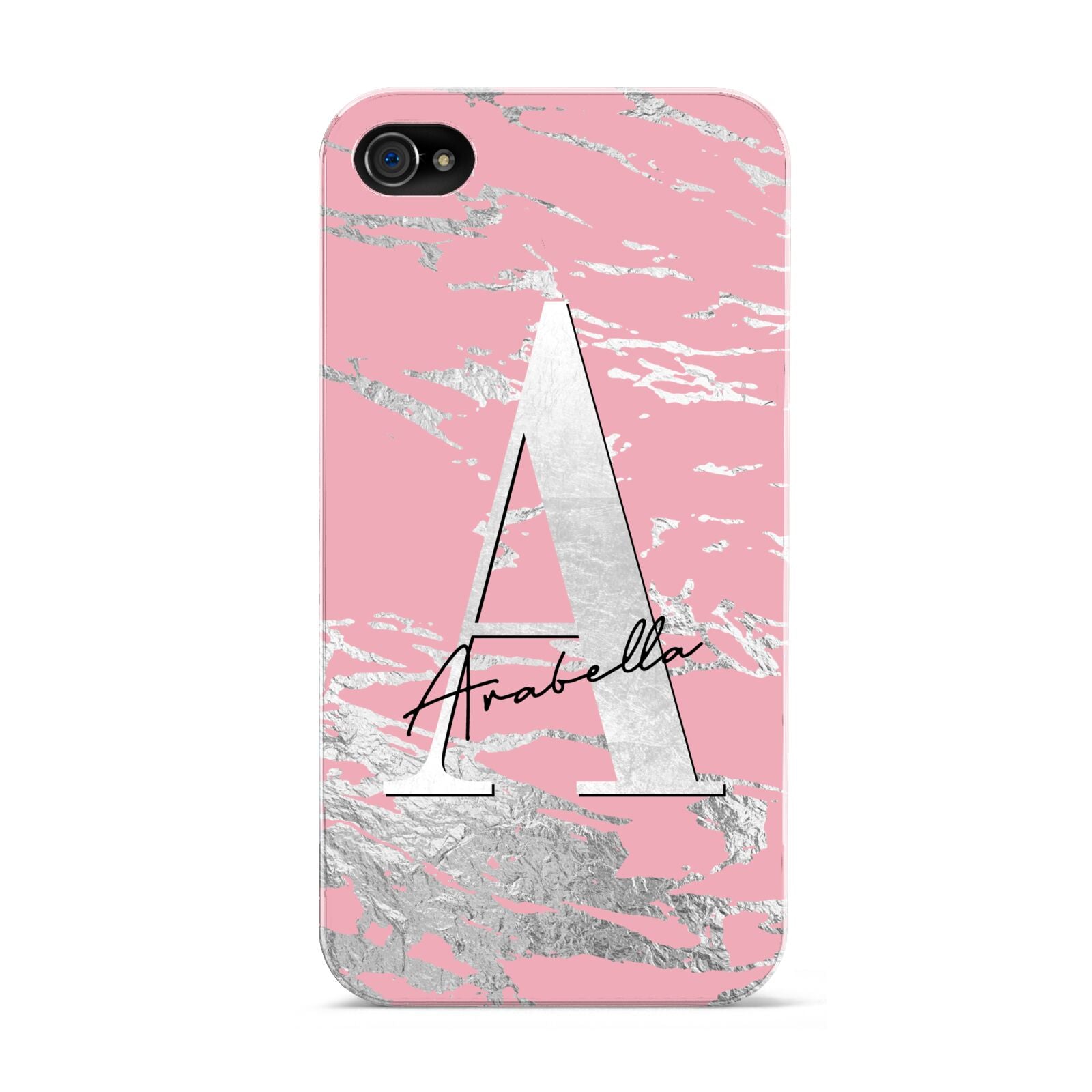 Personalised Pink Silver Apple iPhone 4s Case