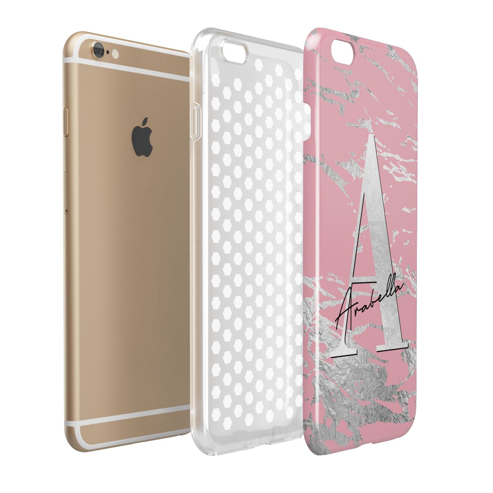 Personalised Pink Silver Apple iPhone 6 Plus 3D Tough Case Expand Detail Image