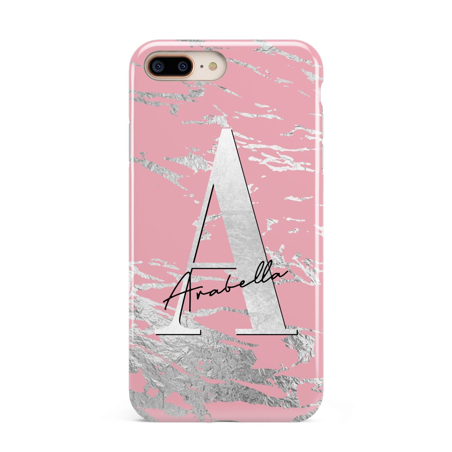 Personalised Pink Silver Apple iPhone 7 8 Plus 3D Tough Case