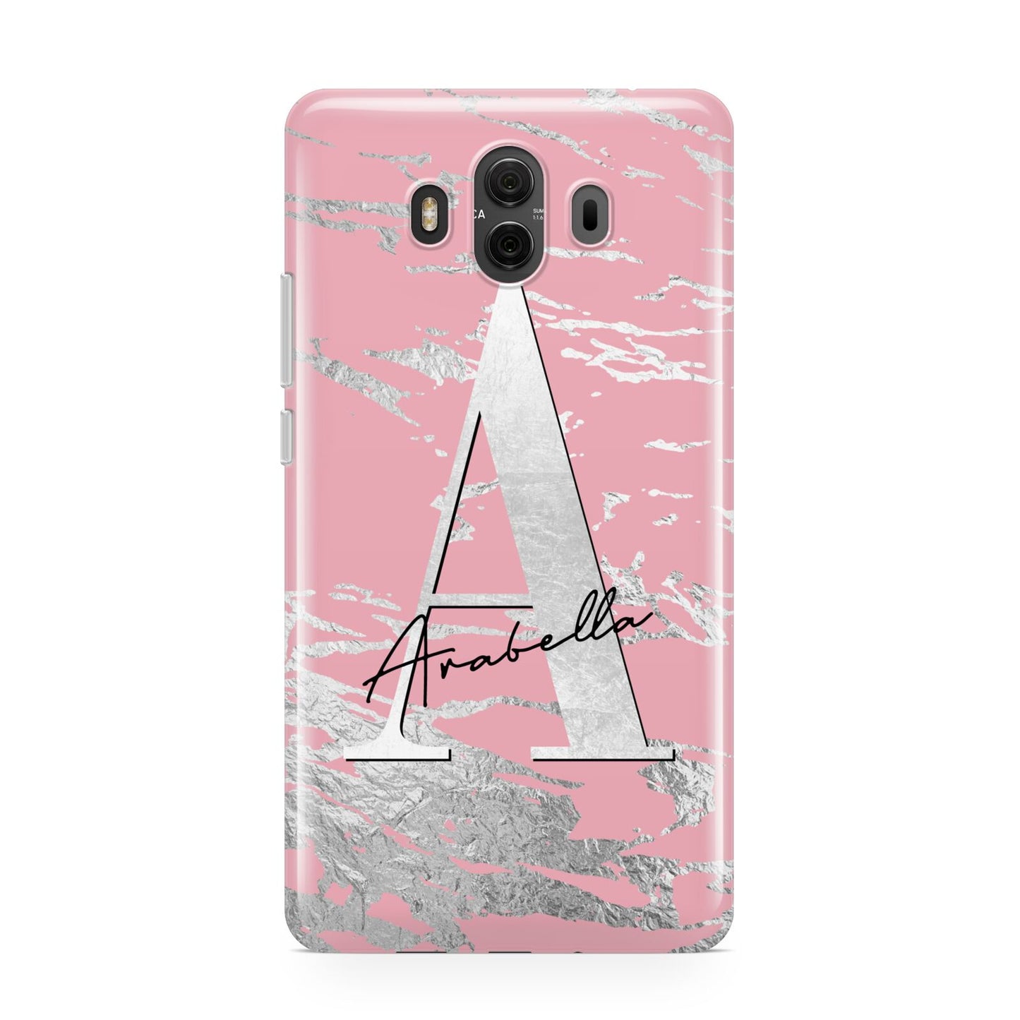 Personalised Pink Silver Huawei Mate 10 Protective Phone Case