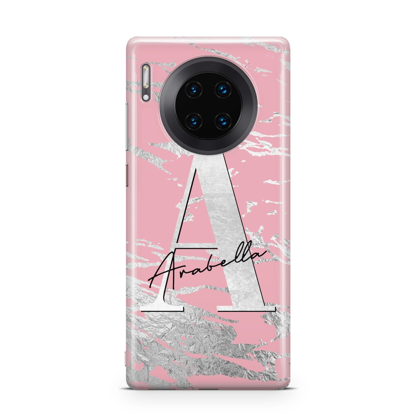 Personalised Pink Silver Huawei Mate 30 Pro Phone Case