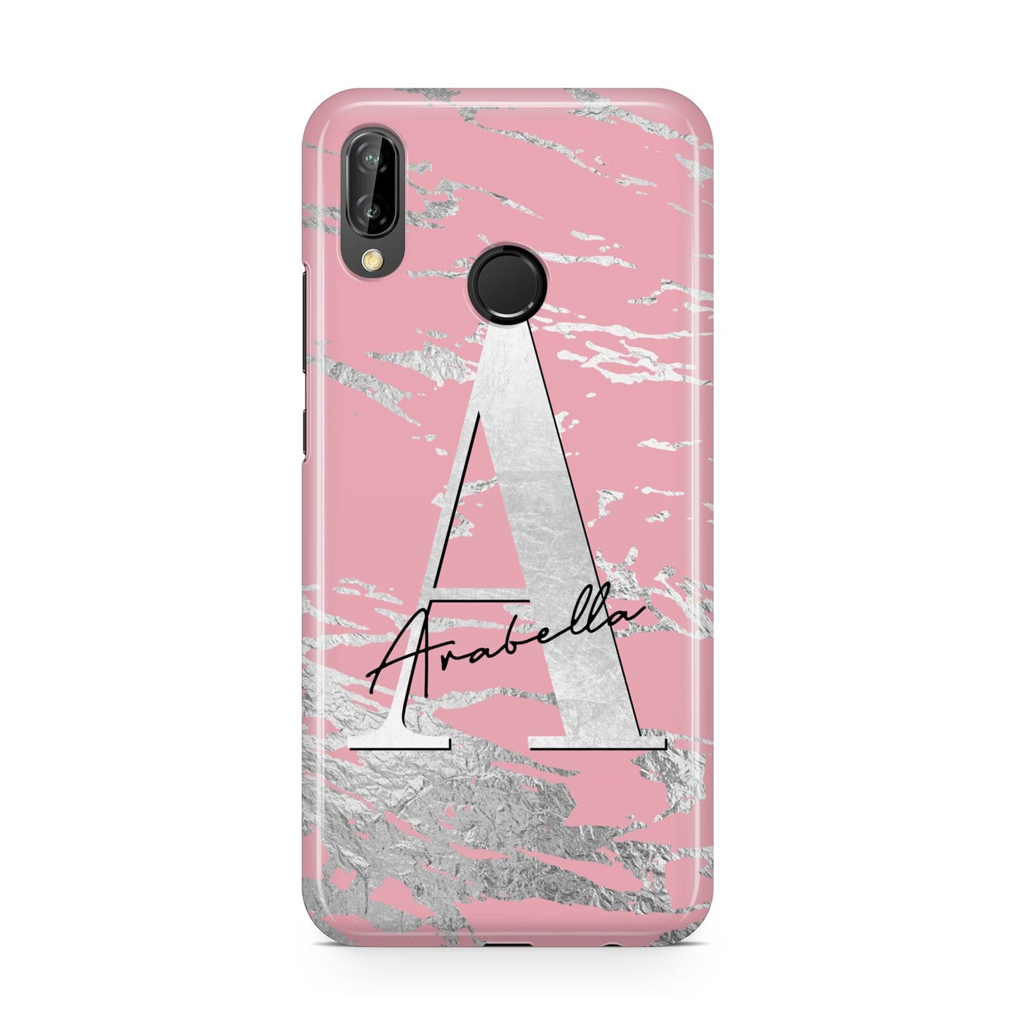 Personalised Pink Silver Huawei P20 Lite Phone Case