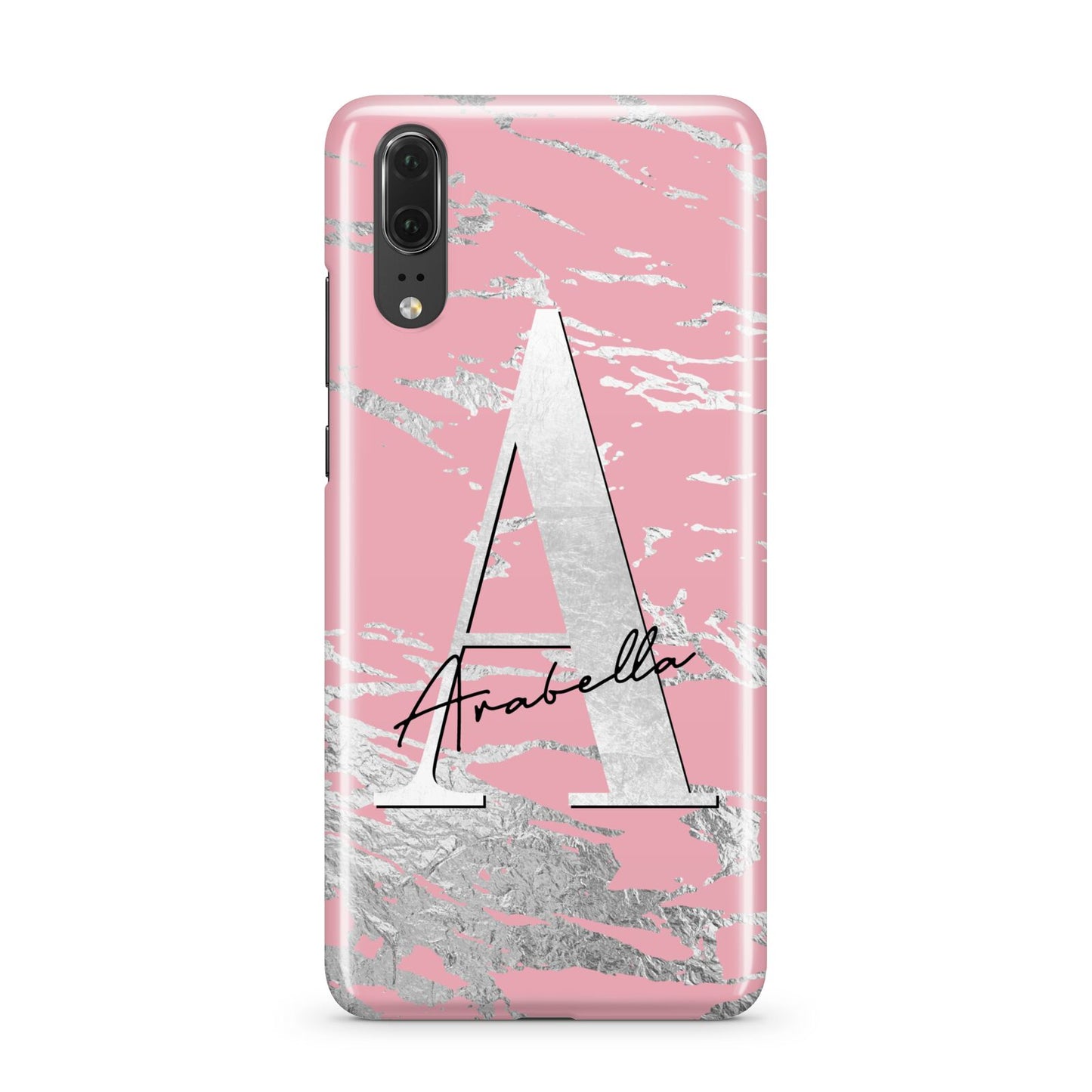 Personalised Pink Silver Huawei P20 Phone Case