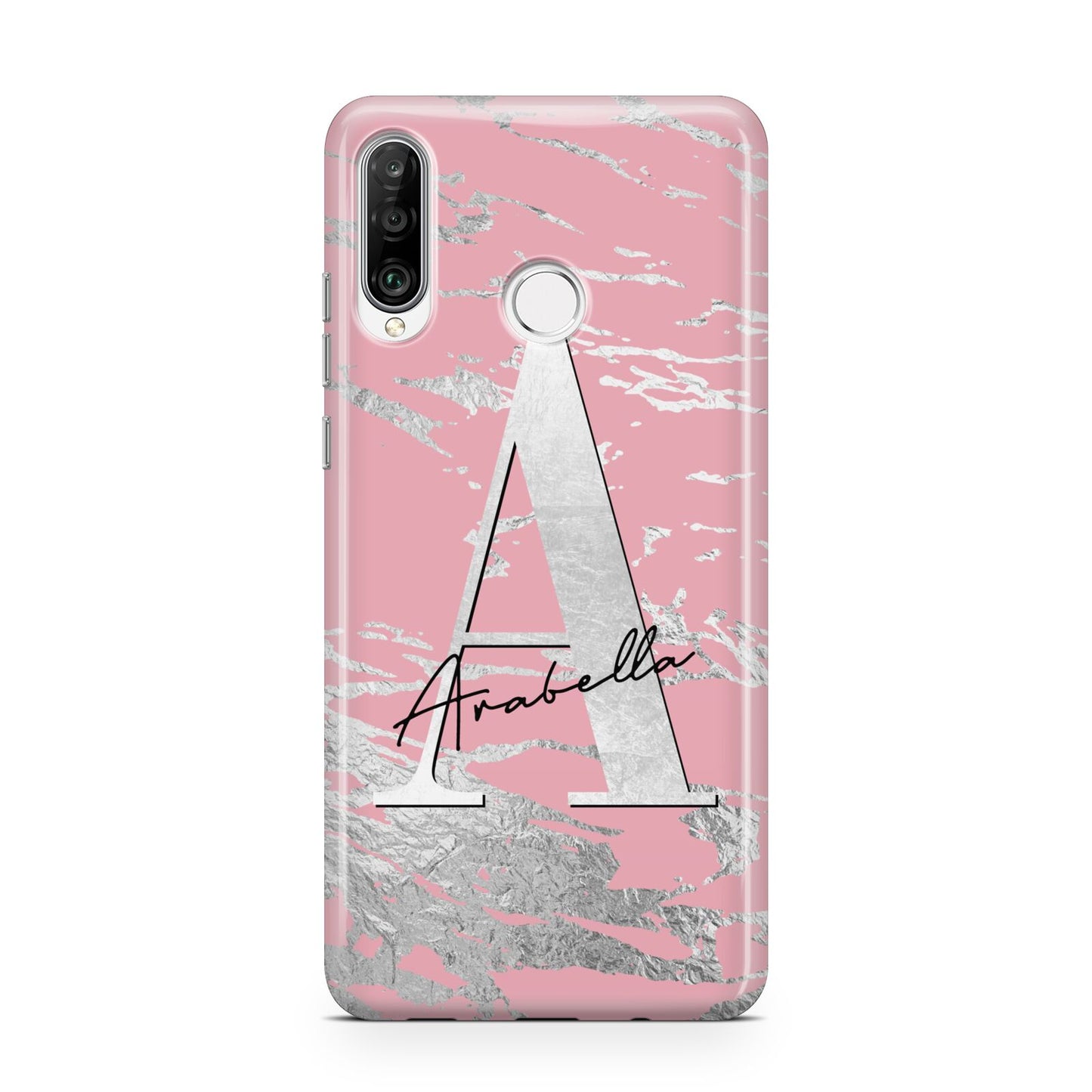 Personalised Pink Silver Huawei P30 Lite Phone Case