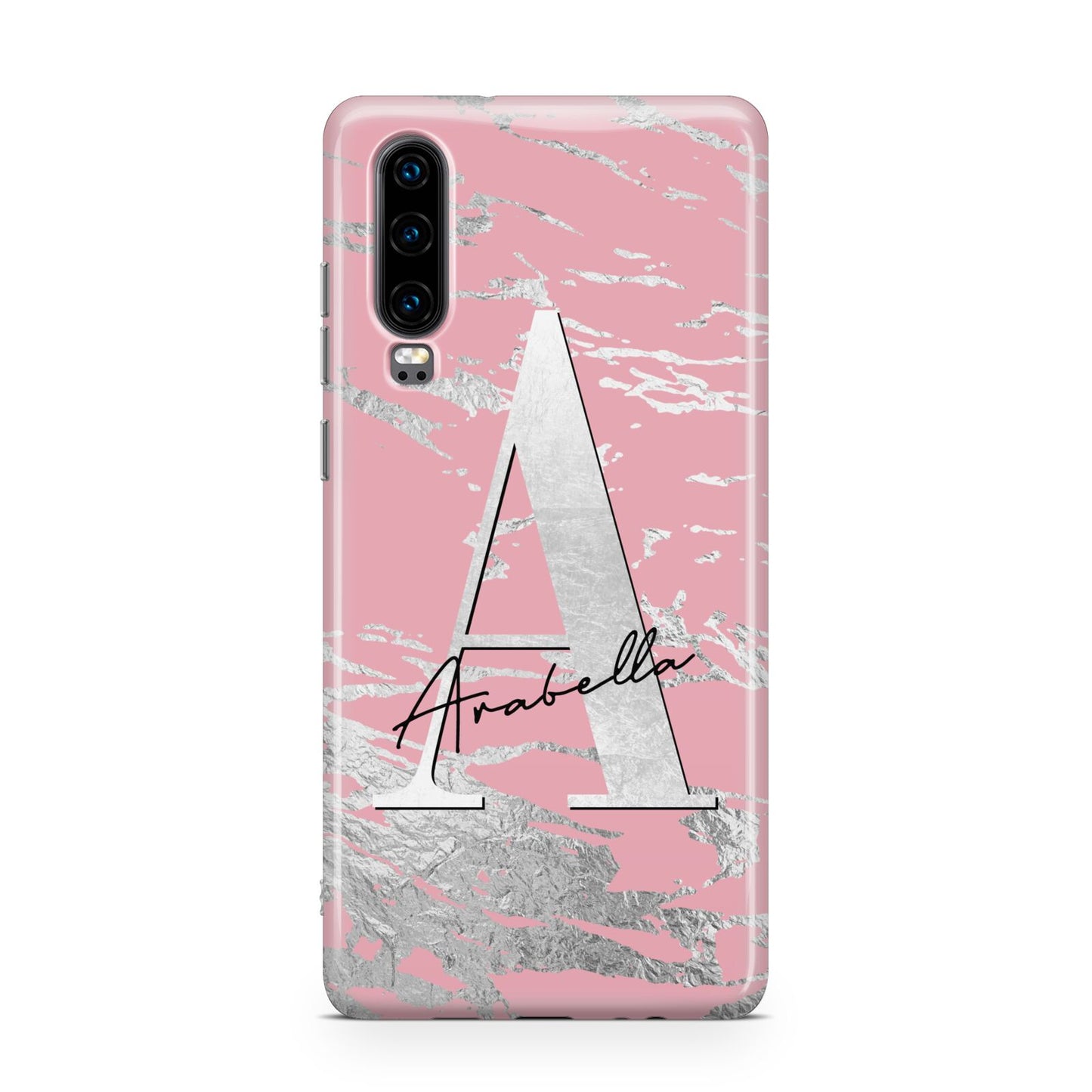 Personalised Pink Silver Huawei P30 Phone Case