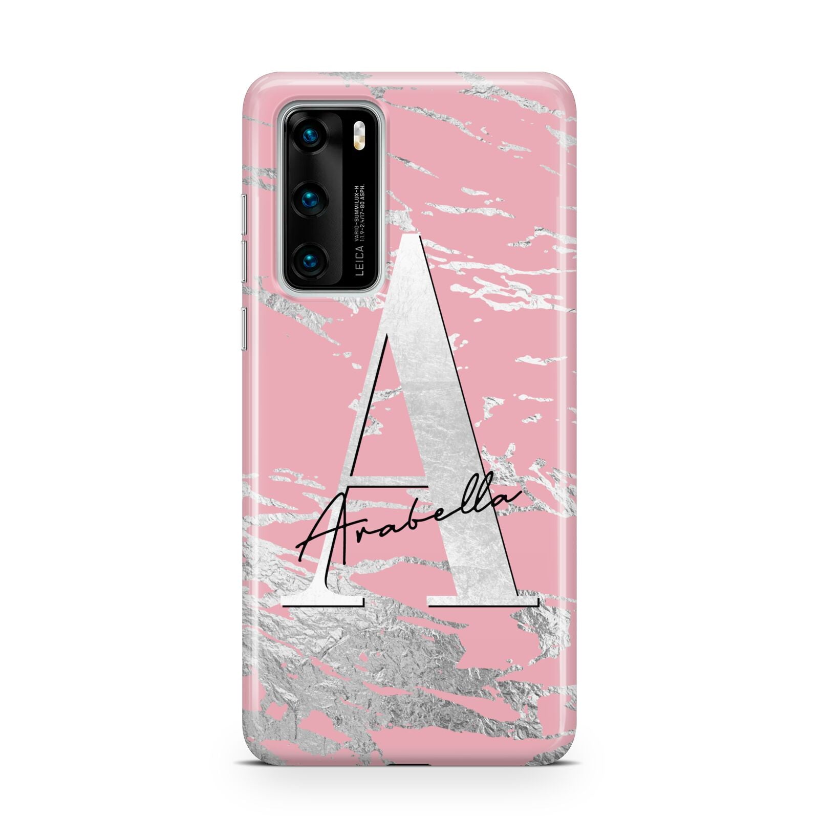 Personalised Pink Silver Huawei P40 Phone Case