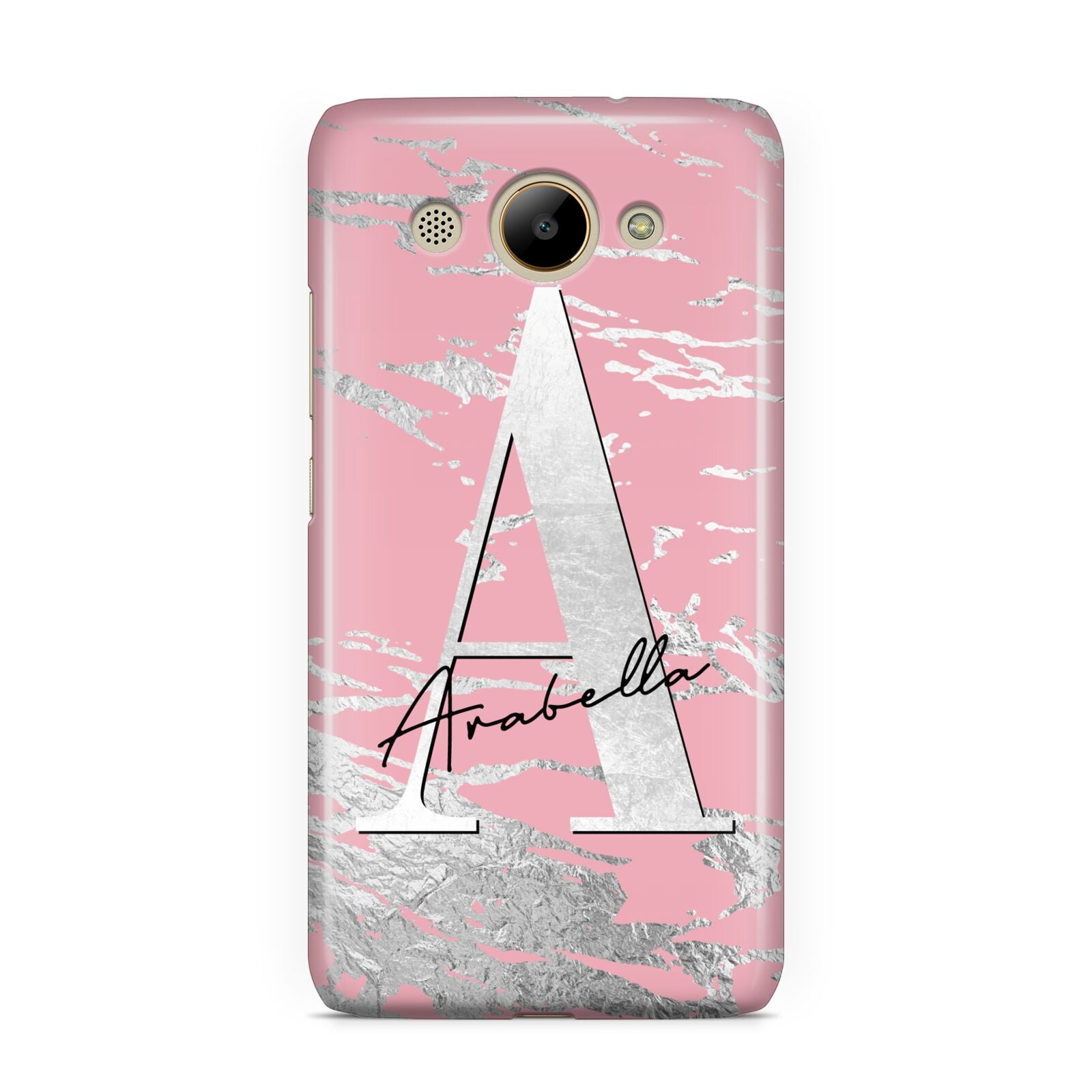 Personalised Pink Silver Huawei Y3 2017