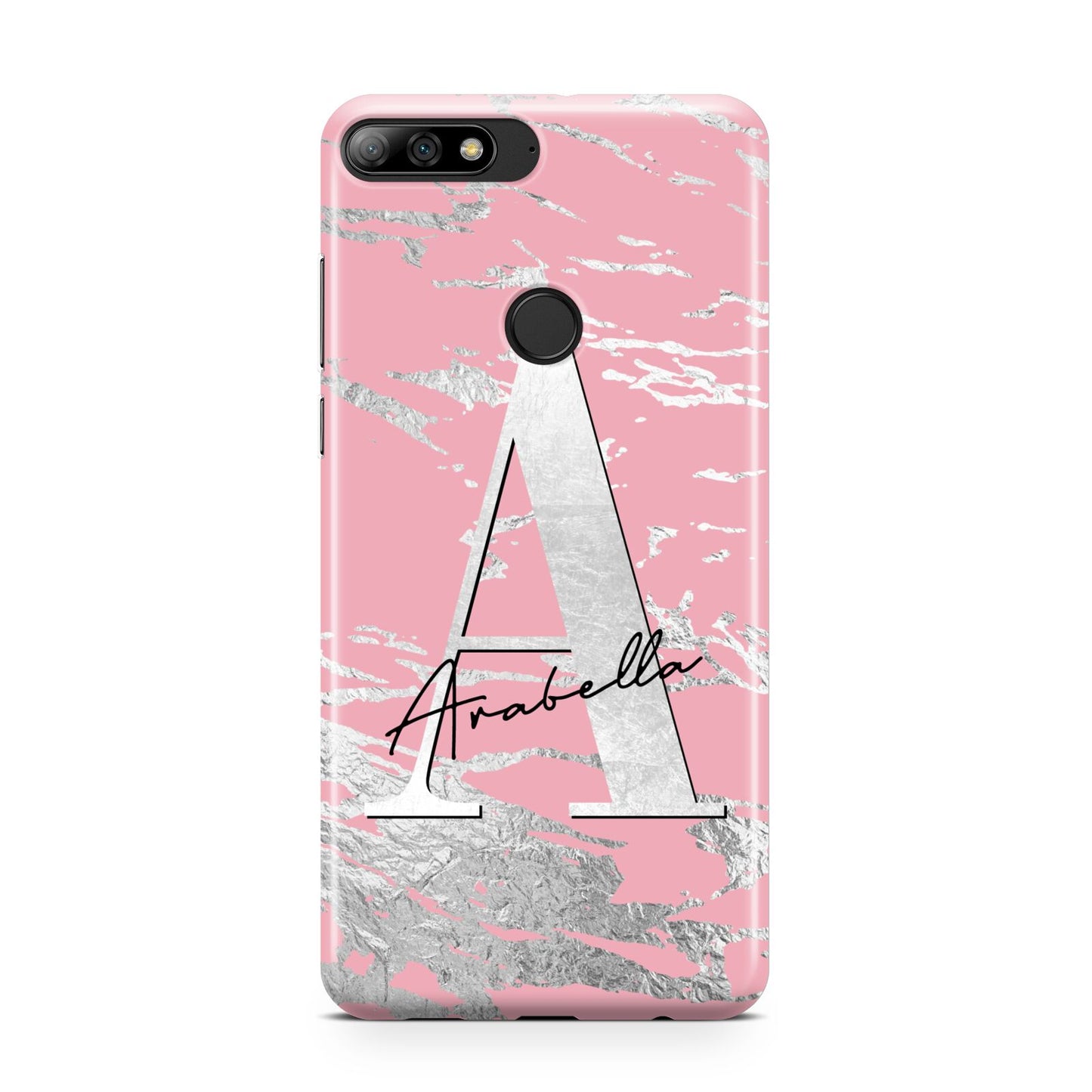 Personalised Pink Silver Huawei Y7 2018