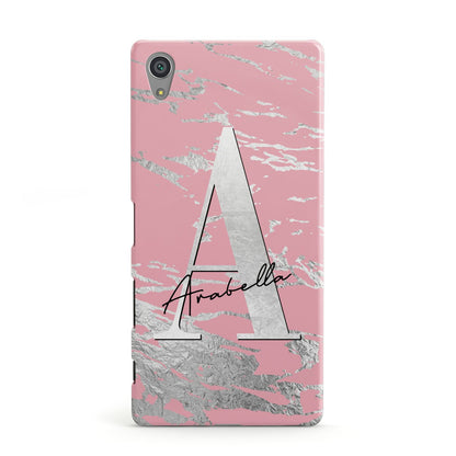 Personalised Pink Silver Sony Xperia Case