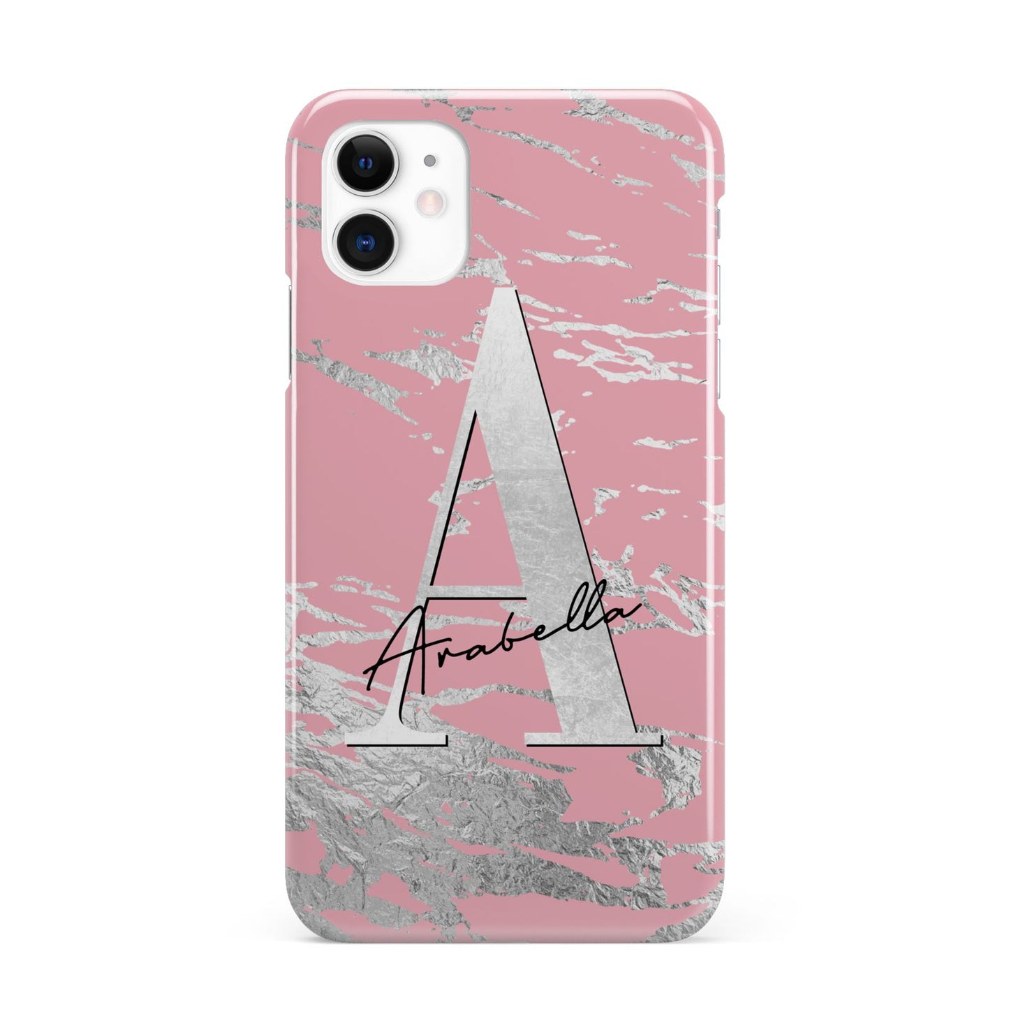 Personalised Pink Silver iPhone 11 3D Snap Case