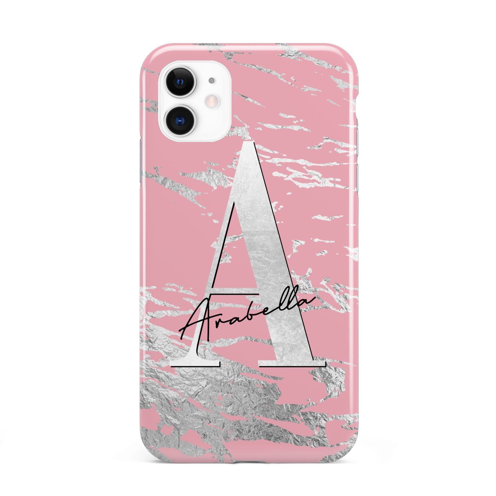 Personalised Pink Silver iPhone 11 3D Tough Case