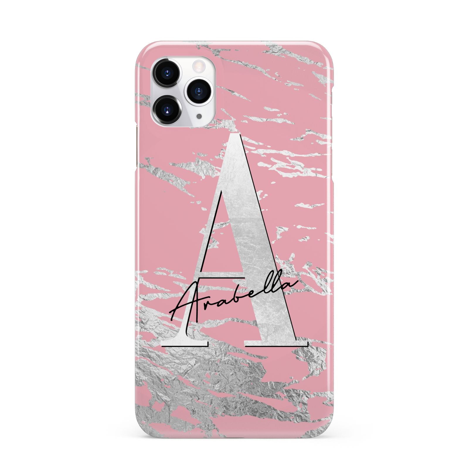 Personalised Pink Silver iPhone 11 Pro Max 3D Snap Case