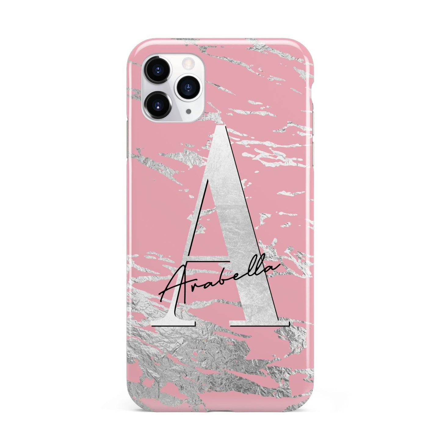 Personalised Pink Silver iPhone 11 Pro Max 3D Tough Case