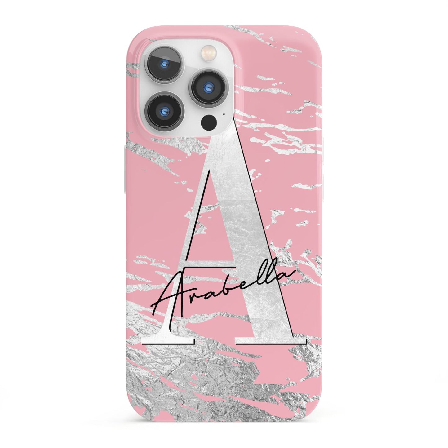 Personalised Pink Silver iPhone 13 Pro Full Wrap 3D Snap Case