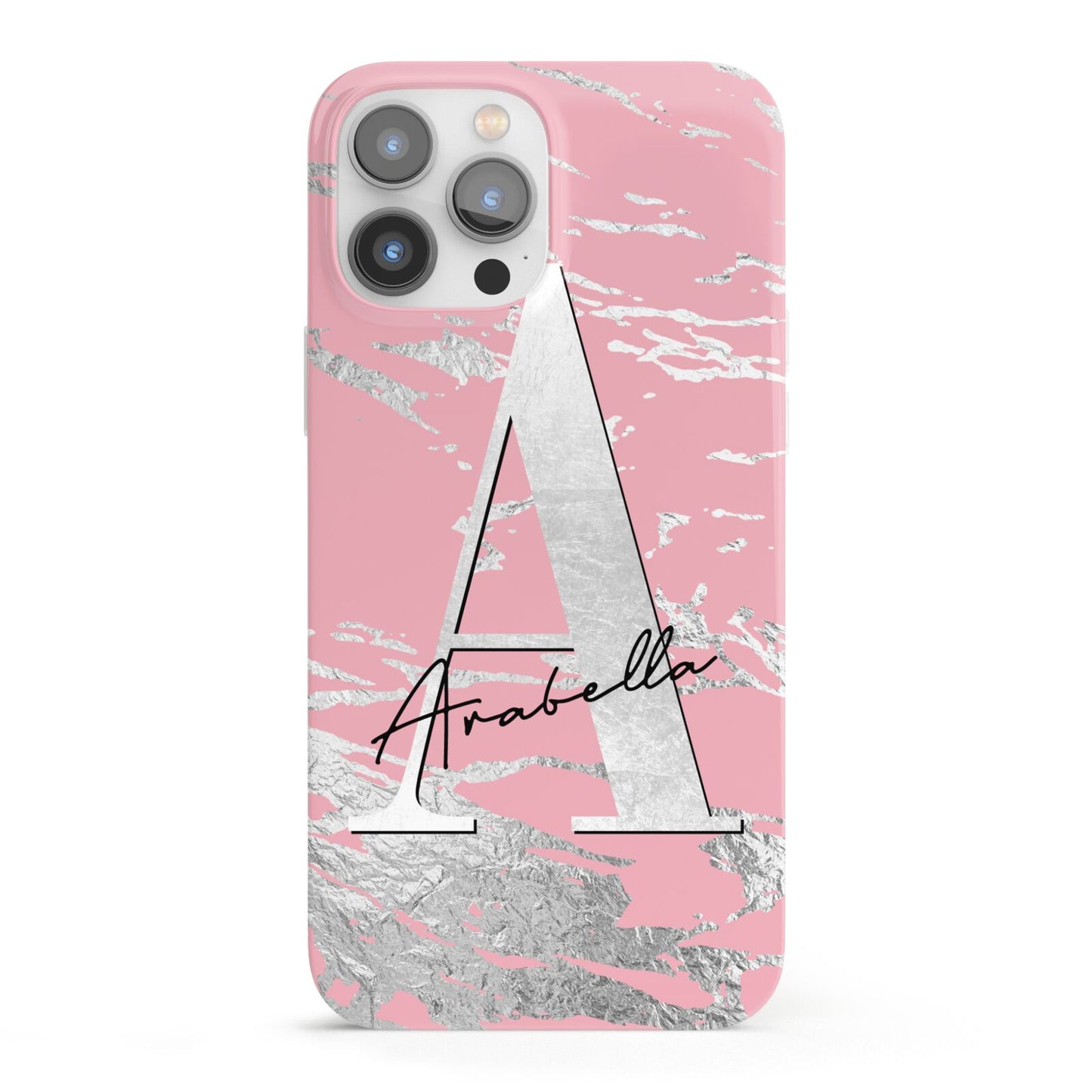 Personalised Pink Silver iPhone 13 Pro Max Full Wrap 3D Snap Case