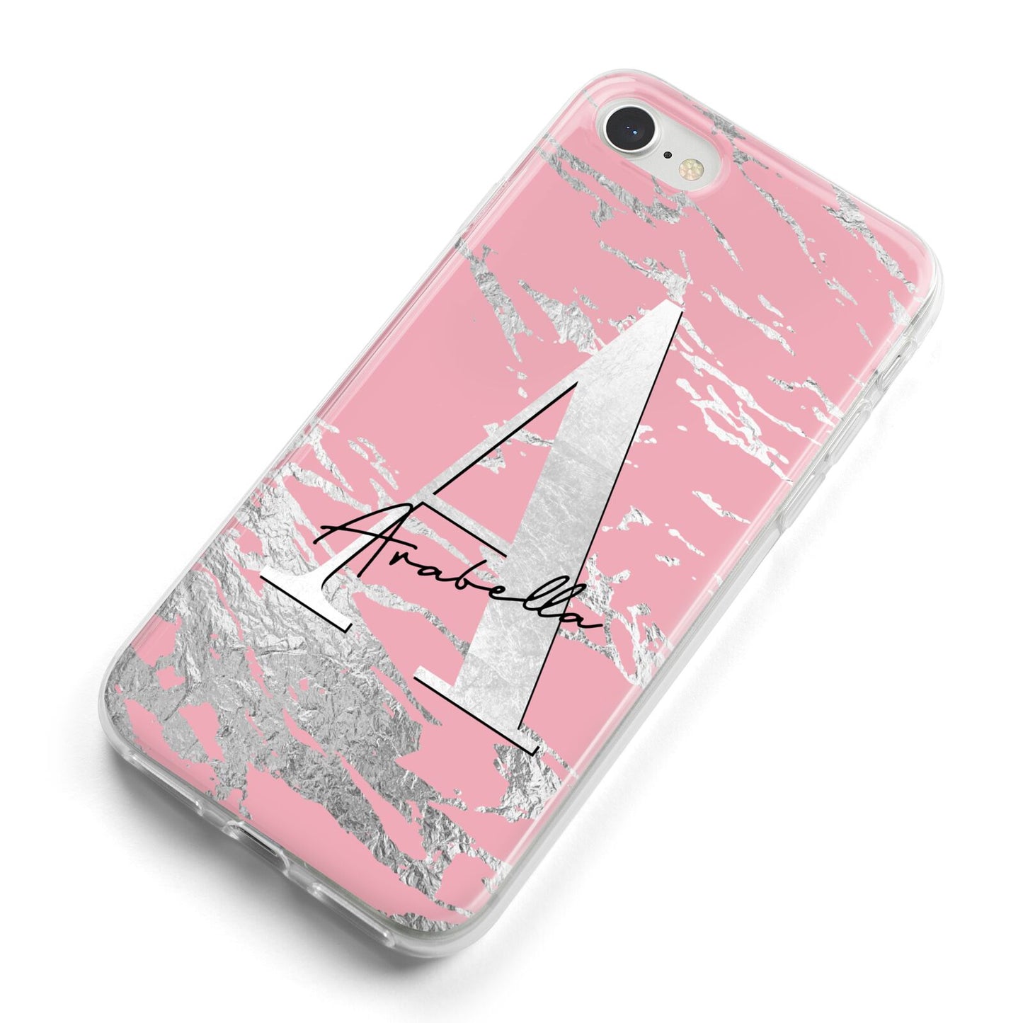 Personalised Pink Silver iPhone 8 Bumper Case on Silver iPhone Alternative Image