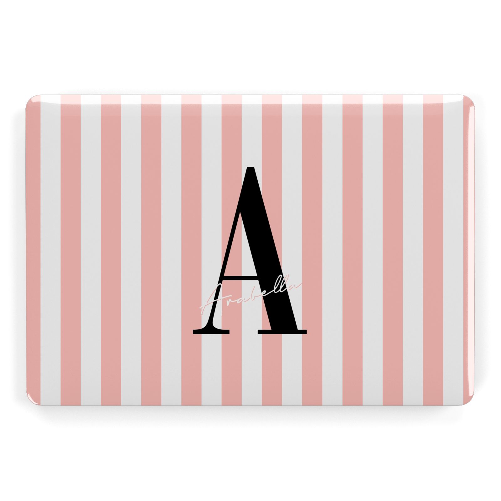 Personalised Pink Striped Initial Apple MacBook Case