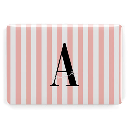 Personalised Pink Striped Initial Apple MacBook Case