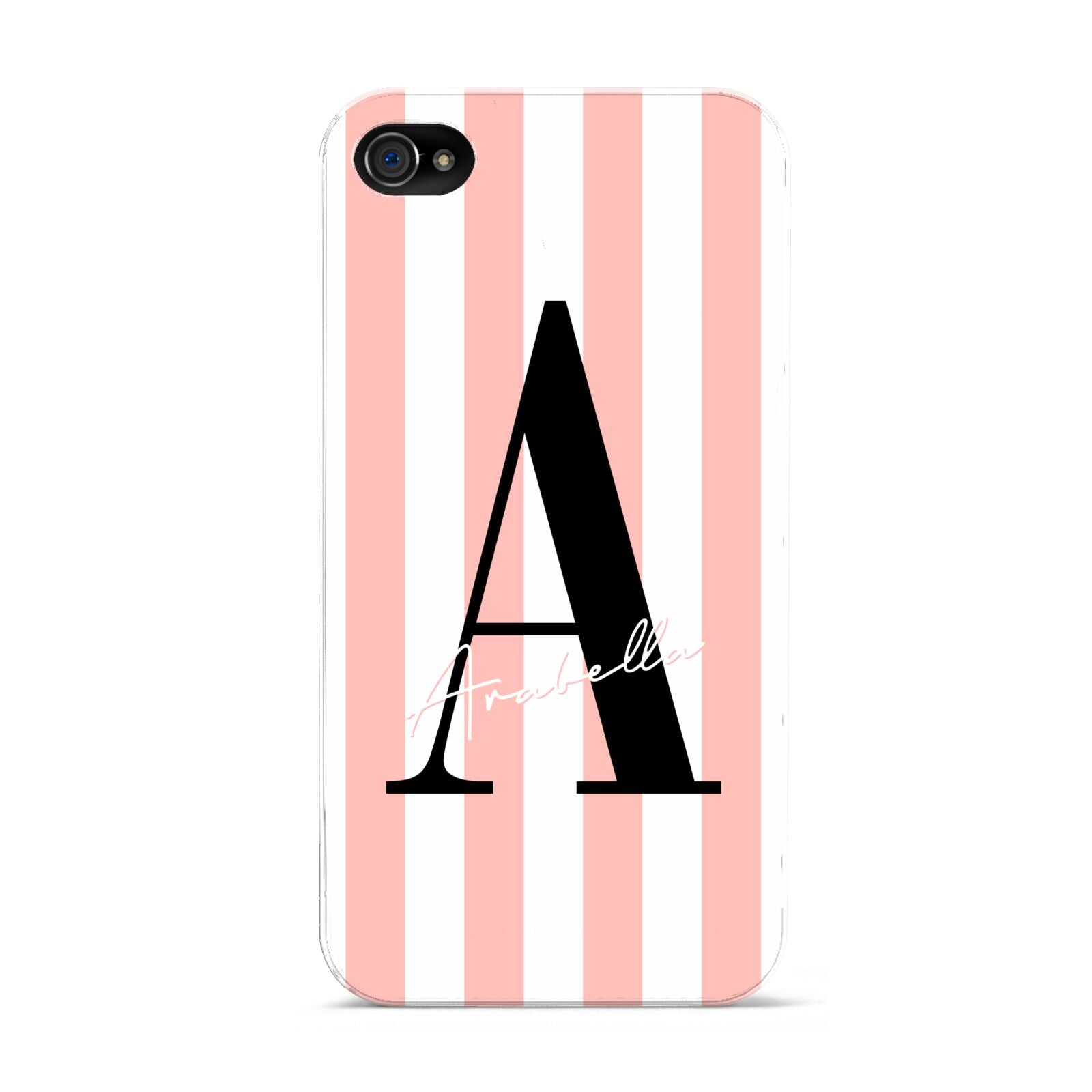 Personalised Pink Striped Initial Apple iPhone 4s Case