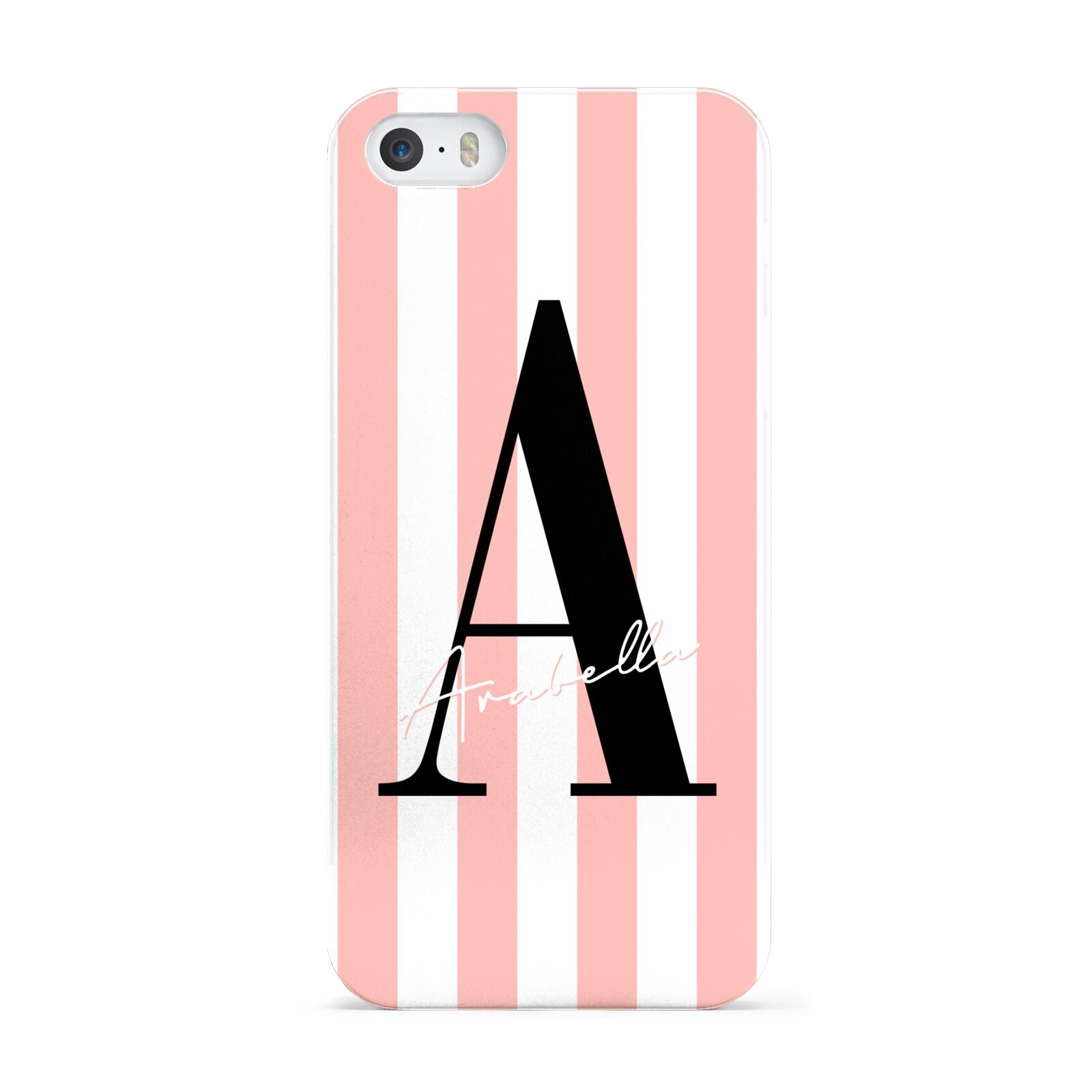 Personalised Pink Striped Initial Apple iPhone 5 Case