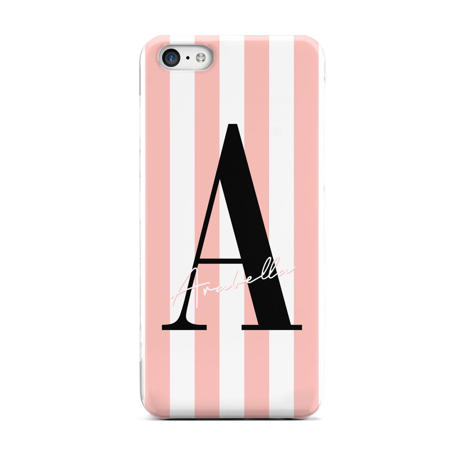 Personalised Pink Striped Initial Apple iPhone 5c Case