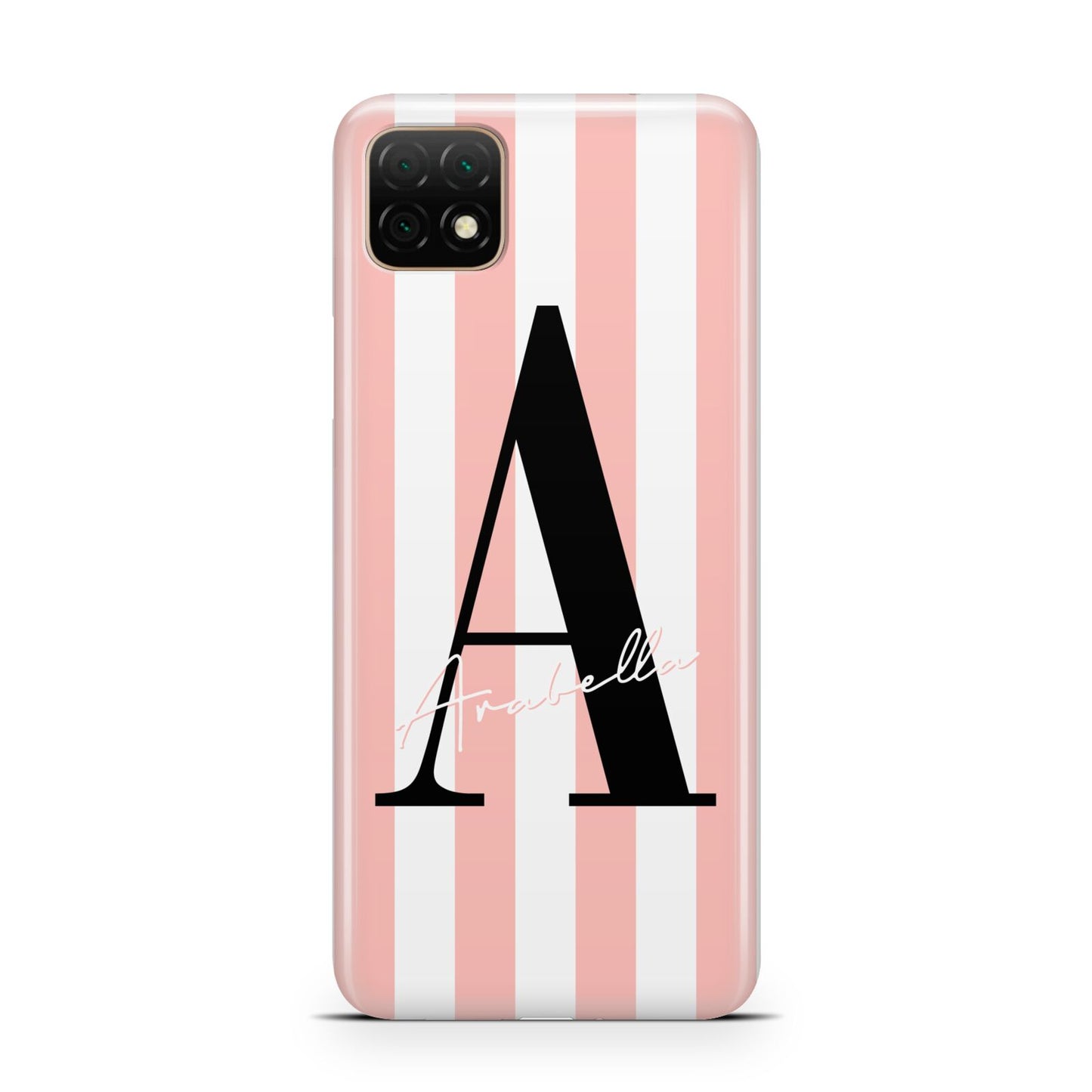 Personalised Pink Striped Initial Huawei Enjoy 20 Phone Case