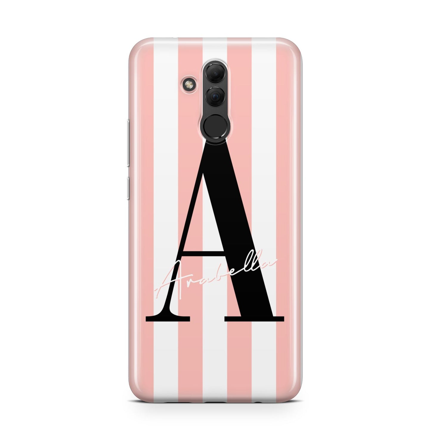 Personalised Pink Striped Initial Huawei Mate 20 Lite