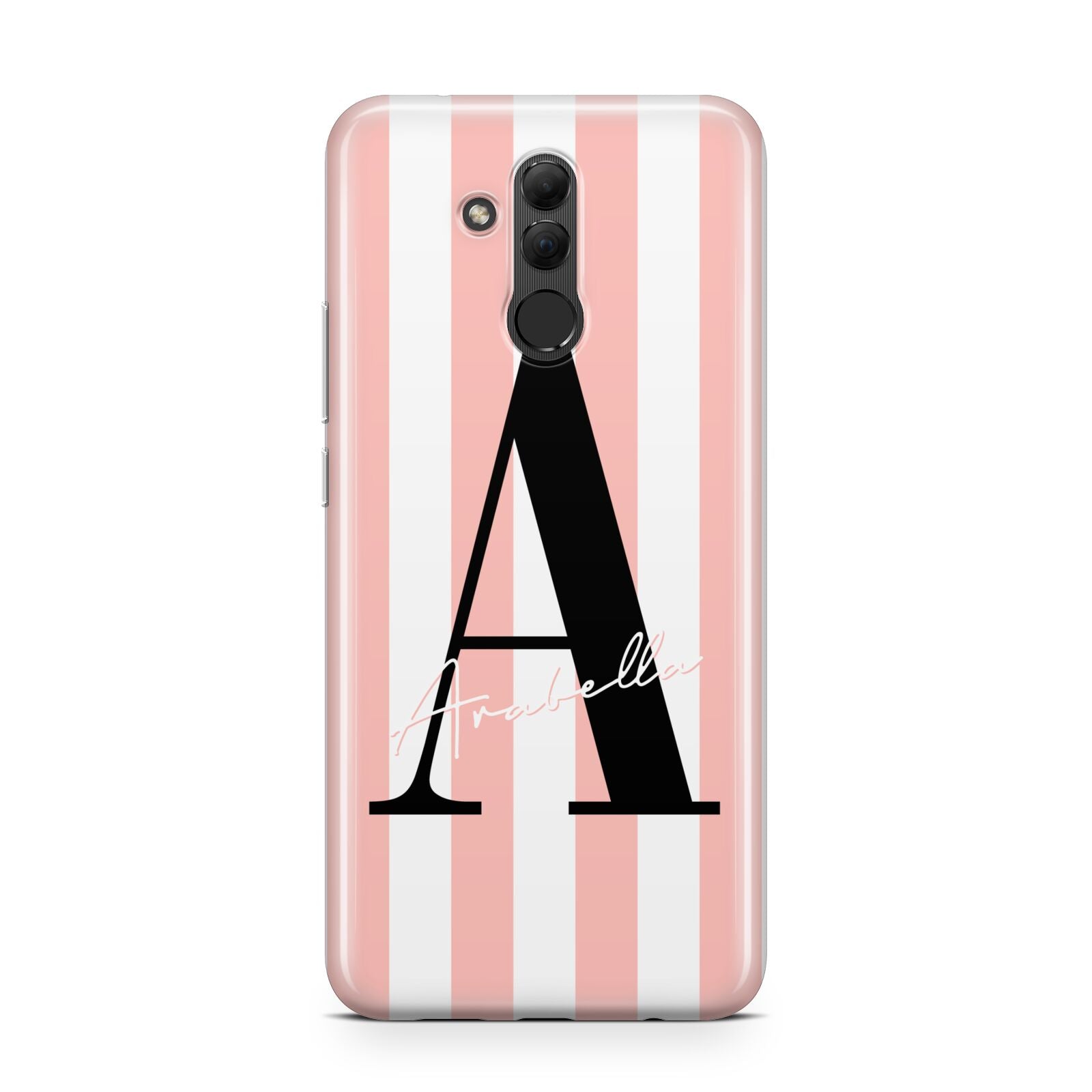 Personalised Pink Striped Initial Huawei Mate 20 Lite