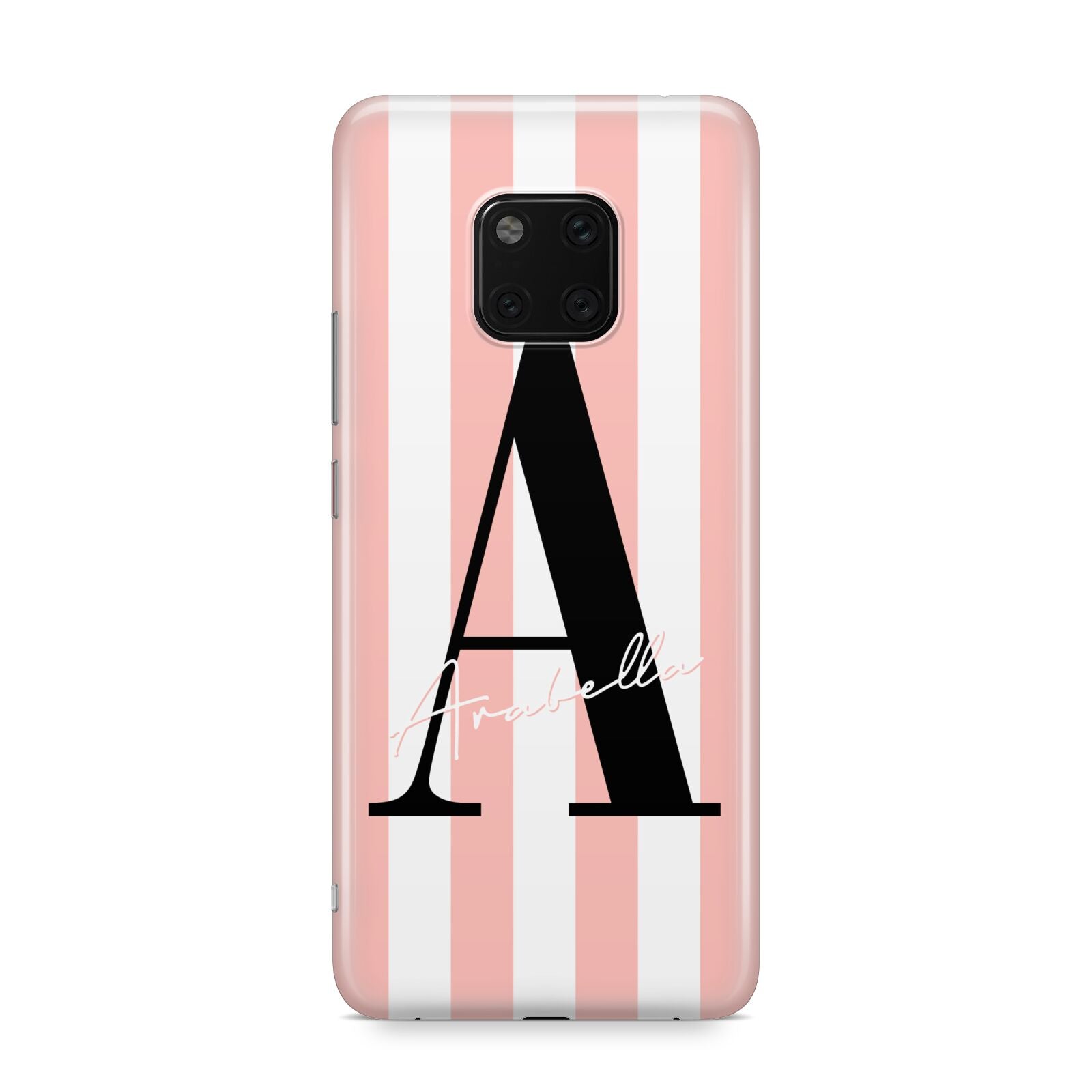 Personalised Pink Striped Initial Huawei Mate 20 Pro Phone Case