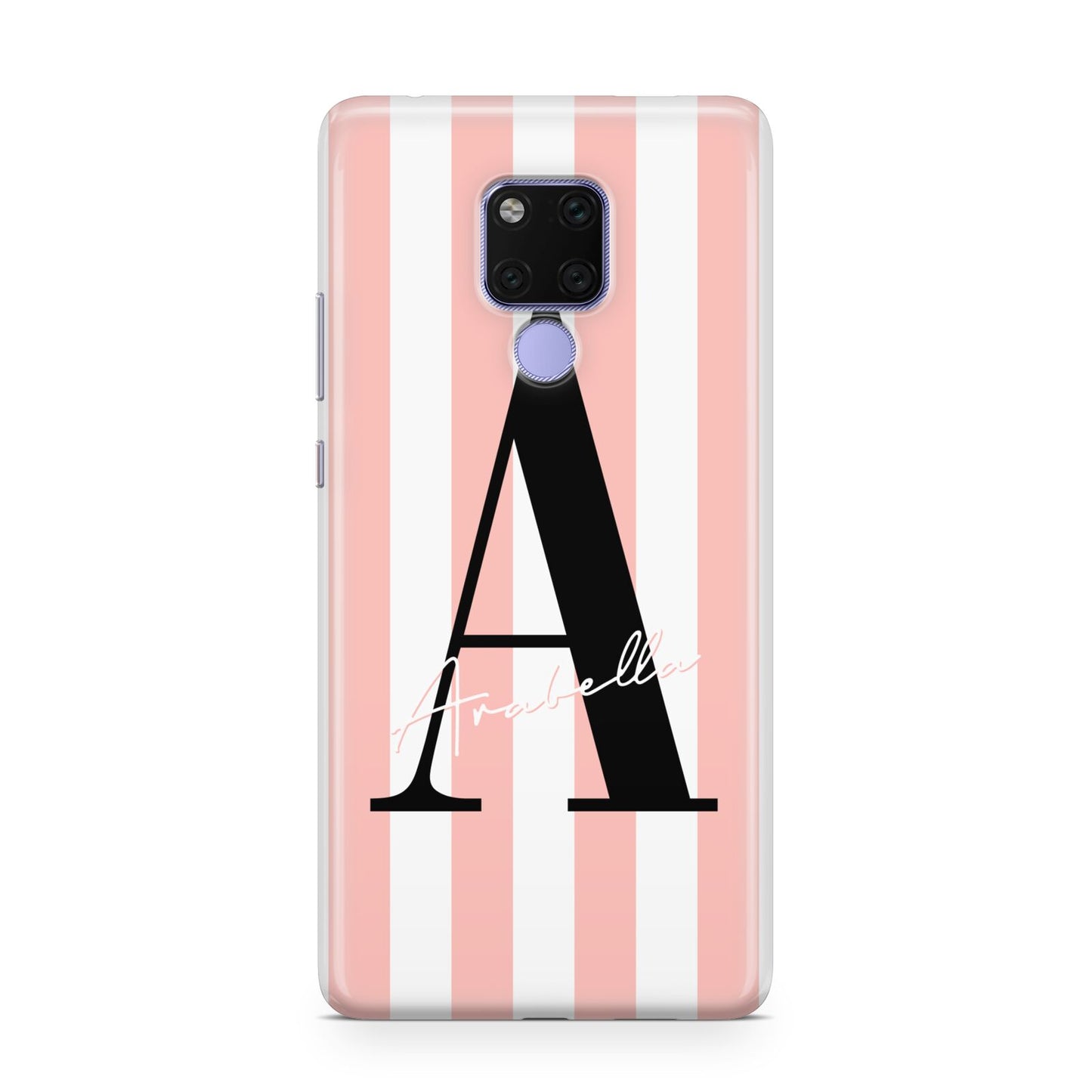 Personalised Pink Striped Initial Huawei Mate 20X Phone Case