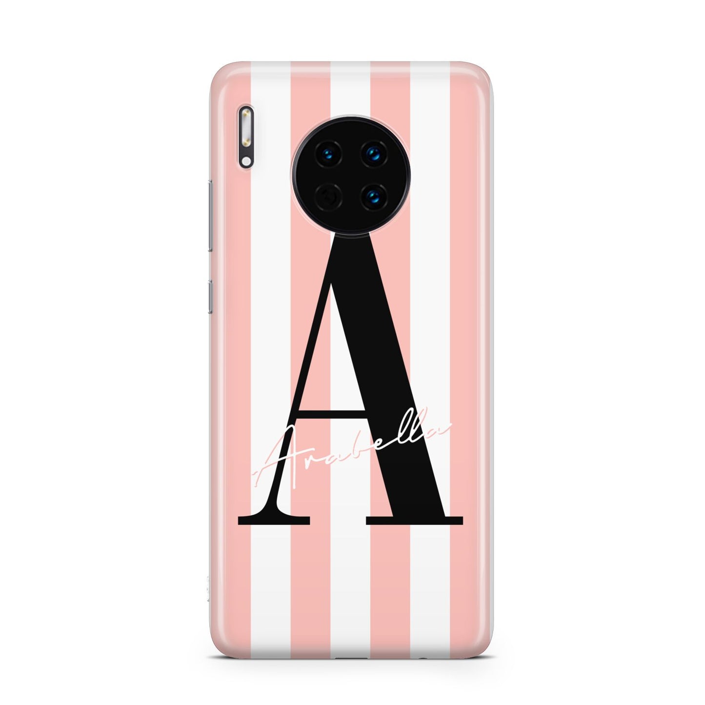 Personalised Pink Striped Initial Huawei Mate 30