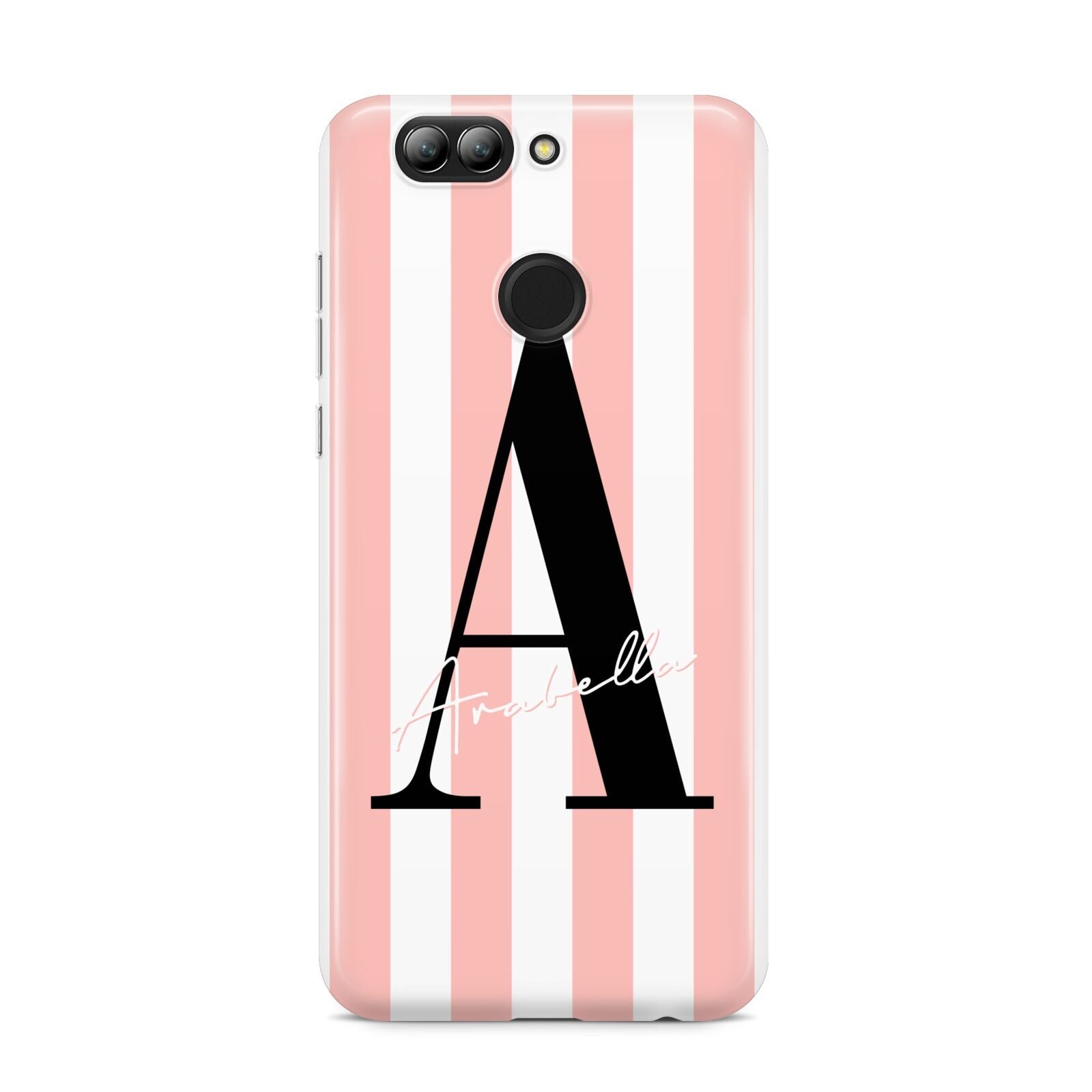 Personalised Pink Striped Initial Huawei Nova 2s Phone Case