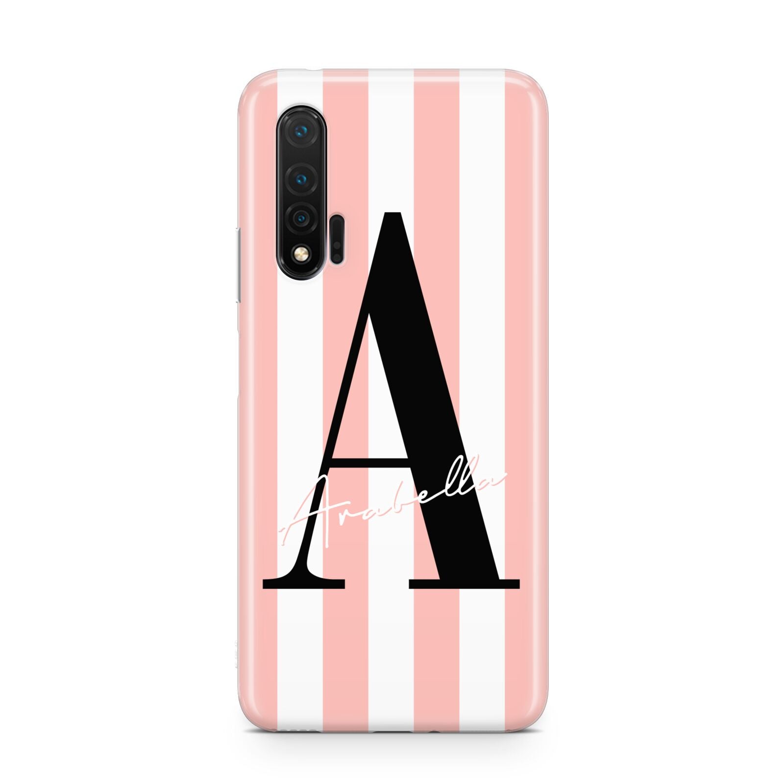 Personalised Pink Striped Initial Huawei Nova 6 Phone Case