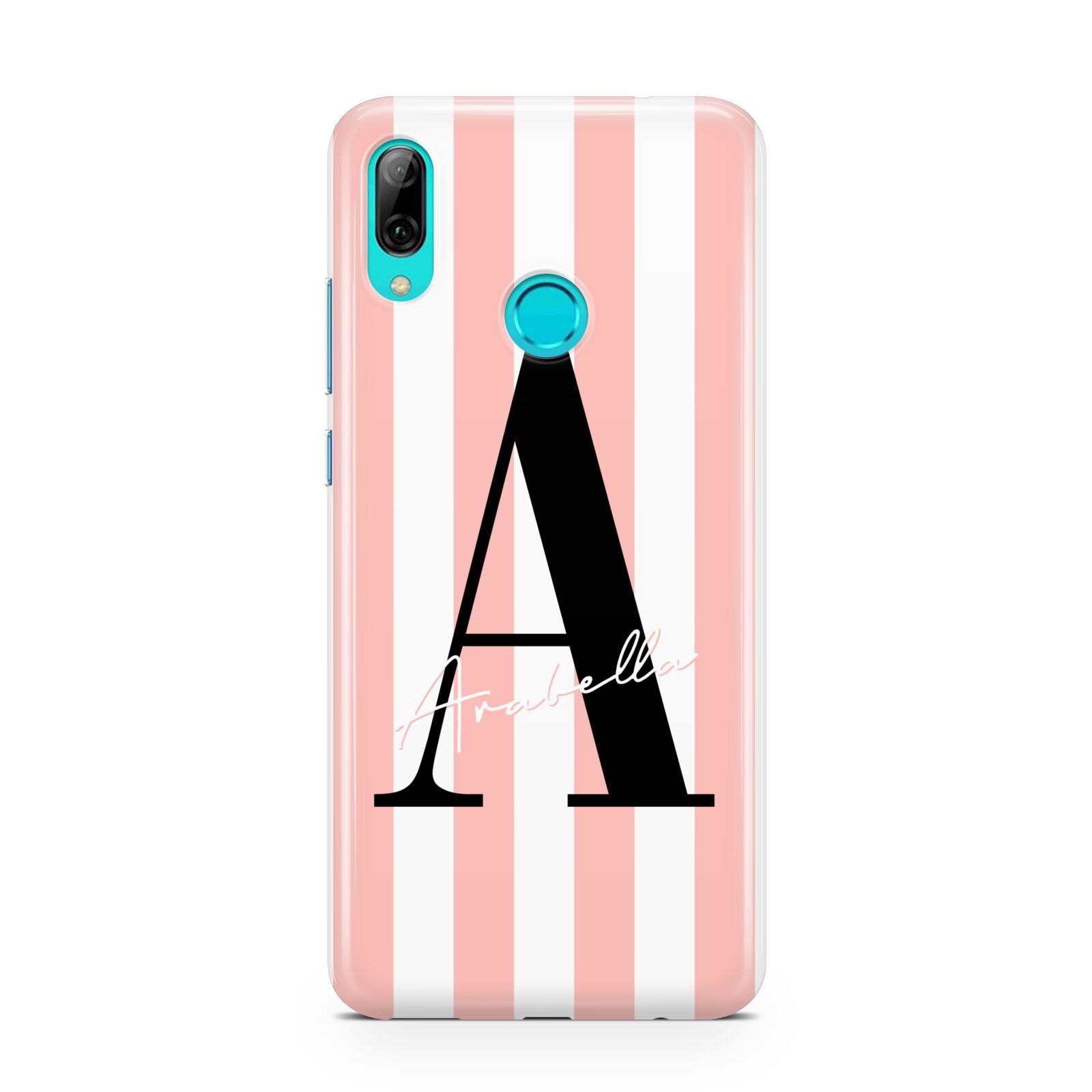 Personalised Pink Striped Initial Huawei P Smart 2019 Case